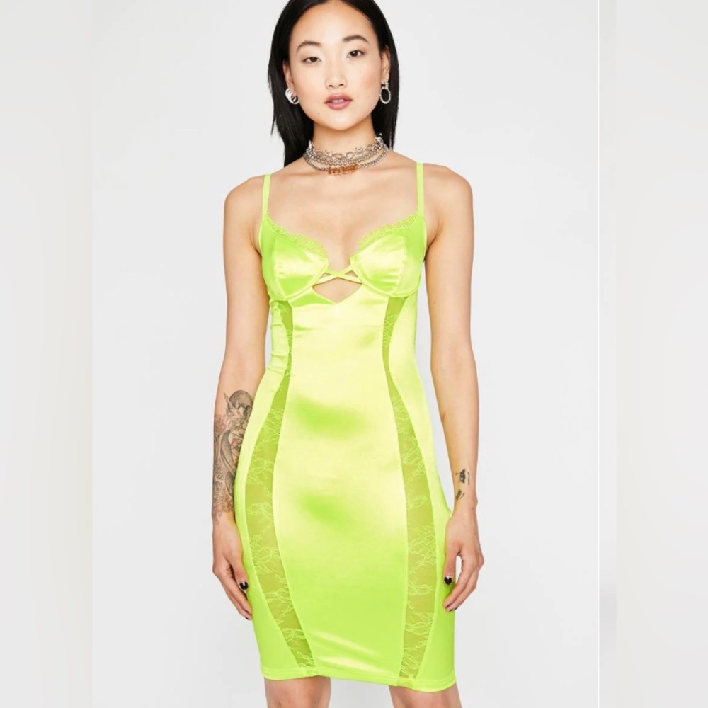 Women’s sexy mini lime green/yellow dress from Dolls kill size large